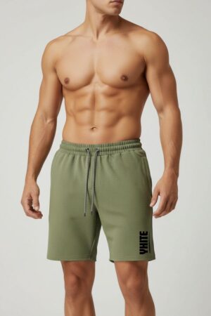 Olive popcorn shorts