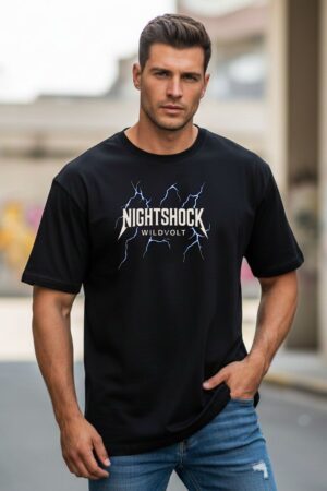 Men's Nightshock Black Oversized T- Shirt