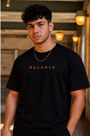 Men's Balance Black Oversized T- Shirt