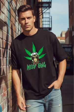 Men's Weed King Black Oversized T- Shirt