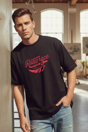 Men's Roadrace Black Oversized T- Shirt