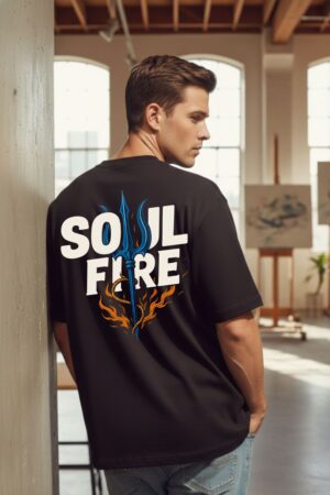 Men's Soul Fire Black Oversized T- Shirt