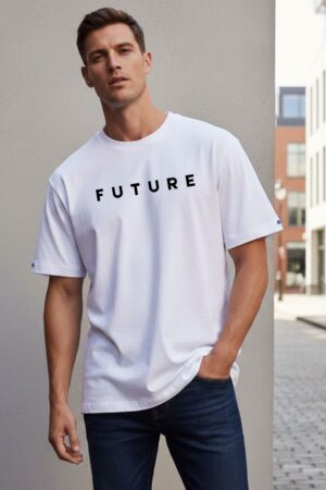 Men's Future White Oversized T- Shirt