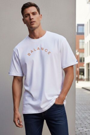 Men's Balance White Oversized T- Shirt