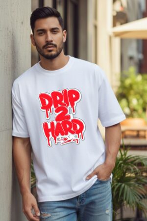 Men's Drip 2 Hard White Oversized T- Shirt
