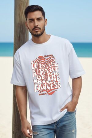 Men's Part Process White Oversized T- Shirt
