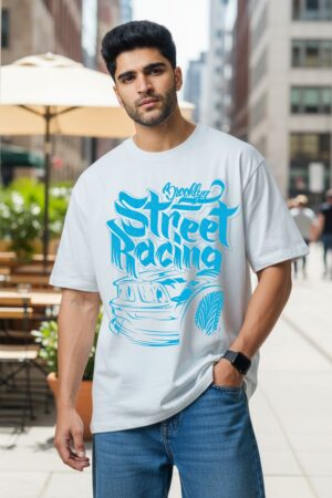 Men's Brooklyn Street White Oversized T- Shirt