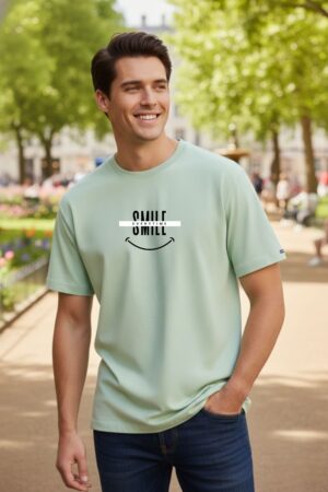 Men's Smile Everytime Pastel Green Classic T- Shirt